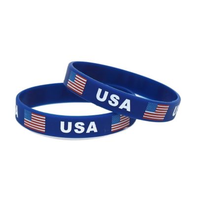 GeRRiT 1PC Country World Flag Logo Sport Silicone Wristband National Football Fans Elastic Bracelets Bangles Souvenir Gift (Color : USA_20cm)