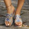 Generic Platform Slipper Sandals For Women Fashion Braided Beaded Sandals Wedge Platform Slide Sandals Casual Open Toe Sandals Espadrille Wedge Sandals Slip On Sandals Comfortable Walking Sandals, 7 view 2