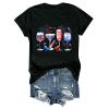 4th of July Shirts for Women American Flag Patriotic USA Shirt Plus Size Short Sleeve Tee T-Shirts T Shirts Fourth of July Independence Memorial Day Outfit Clothes Apparel for Women 2024 Sky Blue view 3