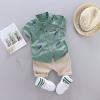 AMIMOJY Toddler Baby Boys Child Kids Outfits Cartoon Short Sleeved T-shirt Feather Printed Tops Shorts 2pcs Clothes Set, 18-24 Months, Green view 2