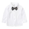 AMIMOJY Toddler Baby Boys Infant Kids Bowtie Long Sleeve Shirt Gentleman Suit Plaid Suspender Pants Outfits 2 Piece Clothes Set, 6-9 Months, Grey view 3