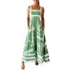2024 Summer Dress for Women Spaghetti Strap RIC Rac Flowy Maxi Dress Loose Aline Vacation Beach Long Sun Dress Chic Green Small view 1