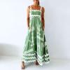 2024 Summer Dress for Women Spaghetti Strap RIC Rac Flowy Maxi Dress Loose Aline Vacation Beach Long Sun Dress Chic Green Small view 4