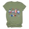 4th of July Shirts for Women American Flag Patriotic USA Shirt Plus Size Short Sleeve Tee T-Shirts T Shirts Fourth of July Independence Memorial Day Outfit Clothes Apparel for Women 2024 Mint Green view 1