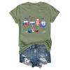 4th of July Shirts for Women American Flag Patriotic USA Shirt Plus Size Short Sleeve Tee T-Shirts T Shirts Fourth of July Independence Memorial Day Outfit Clothes Apparel for Women 2024 Mint Green view 3
