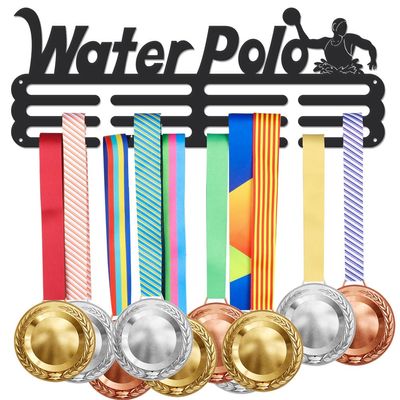SUPERDANT Waterpol Medal Hanger Display Sports Wall Mounted Award Metal Holder Rack Iron Shelf Medal Rack Organizer Ribbon Race Medal Wall Hanger for Athletes Gifts Summer Water Sports