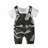 AMIMOJY Baby Toddler Boys Girls Outfits Summer T shirt Tops Camouflage Suspenders Pants Overalls Shorts Outfits Clothes 2PCS, 3-6 Months view 1