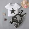 AMIMOJY Baby Toddler Boys Girls Outfits Summer T shirt Tops Camouflage Suspenders Pants Overalls Shorts Outfits Clothes 2PCS, 3-6 Months view 3