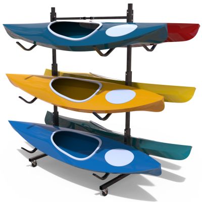Freestanding Kayak Stand,2-Sided Kayak and Canoe Rack,Heavy Duty Adjustable Kayak Storage Rack,Sup Outdoor Storage Rack,Weatherproof Stand for Indoor, Garage, Shed, Dock Kayak Storage (6 Levels)