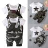 AMIMOJY Baby Toddler Boys Girls Outfits Summer T shirt Tops Camouflage Suspenders Pants Overalls Shorts Outfits Clothes 2PCS, 6-12Months view 4