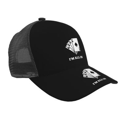 CHENYONAS I'm All in Texas Hold Em Poker Cards Las Vegas Men's and Women's Mesh Hat Baseball Hat Sandwich Hat All Seasons Baseball Cap Black