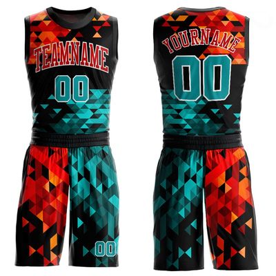 Colorful Red Green Basketball Jersey Suits Custom Team Uniforms for Youth Boys Men Women Girls Personalized Sports Shirts & Shorts Sets Design Your Own Sportswear with Name Number Logo Print