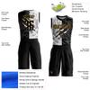 Custom Graffiti Style Scratches Basketball Jersey Suits Black White for Youth Boys Men Women, Design Your Own Sports Shirts & Shorts Sets Team Uniform with Print Name Number Logo Front and Back view 2