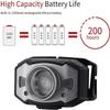 PANKERS Rechargeable Headlamp, 500 Lumens LED Head lamp with Red Light and Motion Sensor Switch, for Running, Hiking, Lightweight, Waterproof, Adjustable Headband, 5 Display Modes view 3