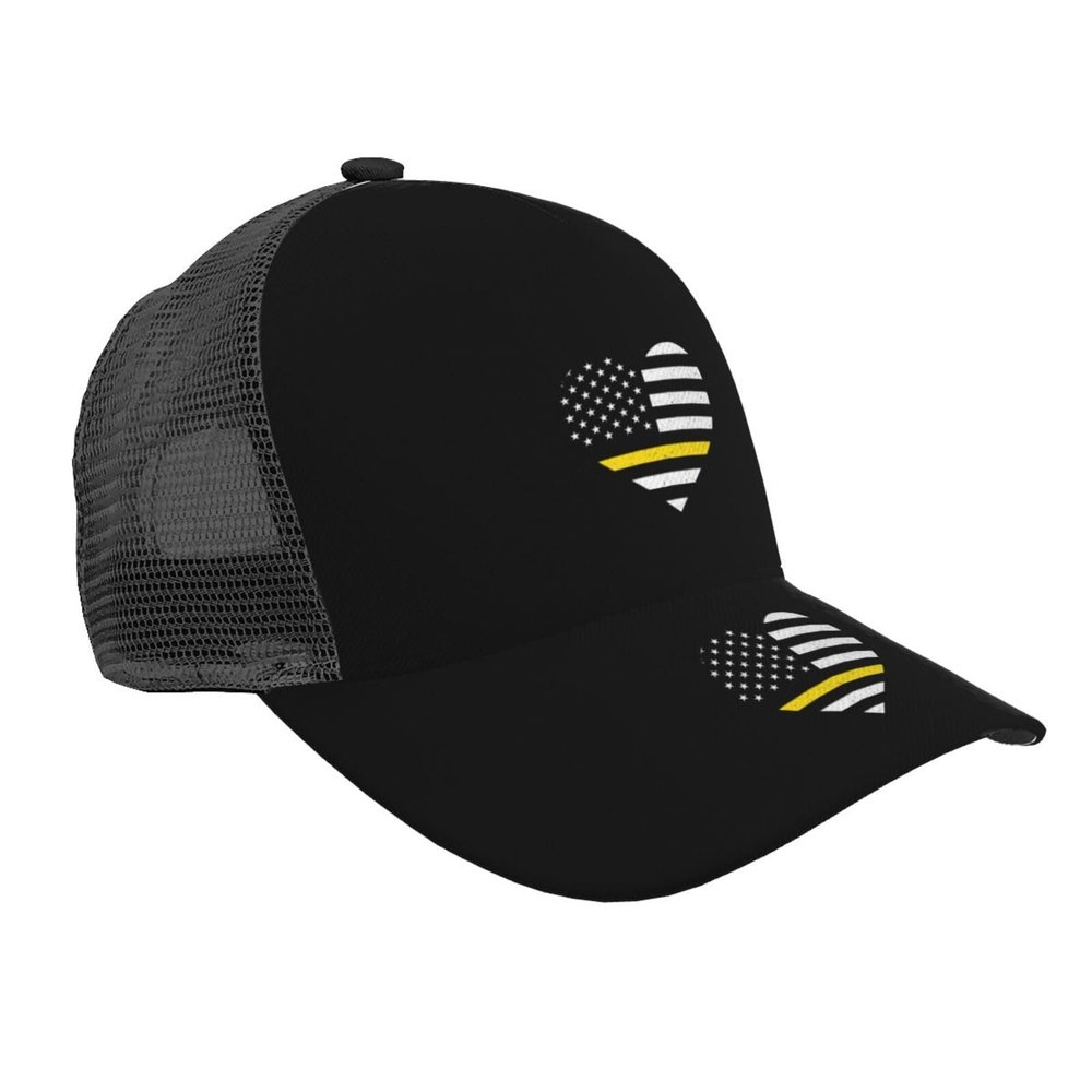 911 Dispatcher Thin Gold Line Men's and Women's Mesh Hat Baseball Hat Sandwich Hat All Seasons Baseball Cap