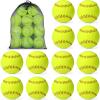 Lewtemi 12 Pack Softball Bulk Yellow Sports Practice Softballs Official Size and Weight Slowpitch Softball with 1 Mesh Bag Unmarked Leather Covered Youth Fastpitch Games Practice Training (11 Inch) view 1