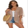 Womens Kimono Cardigans Beach Cover ups Swimwear Puff Sleeve Loose Casual Summer Tops (Lotus Root Pink,M) view 3