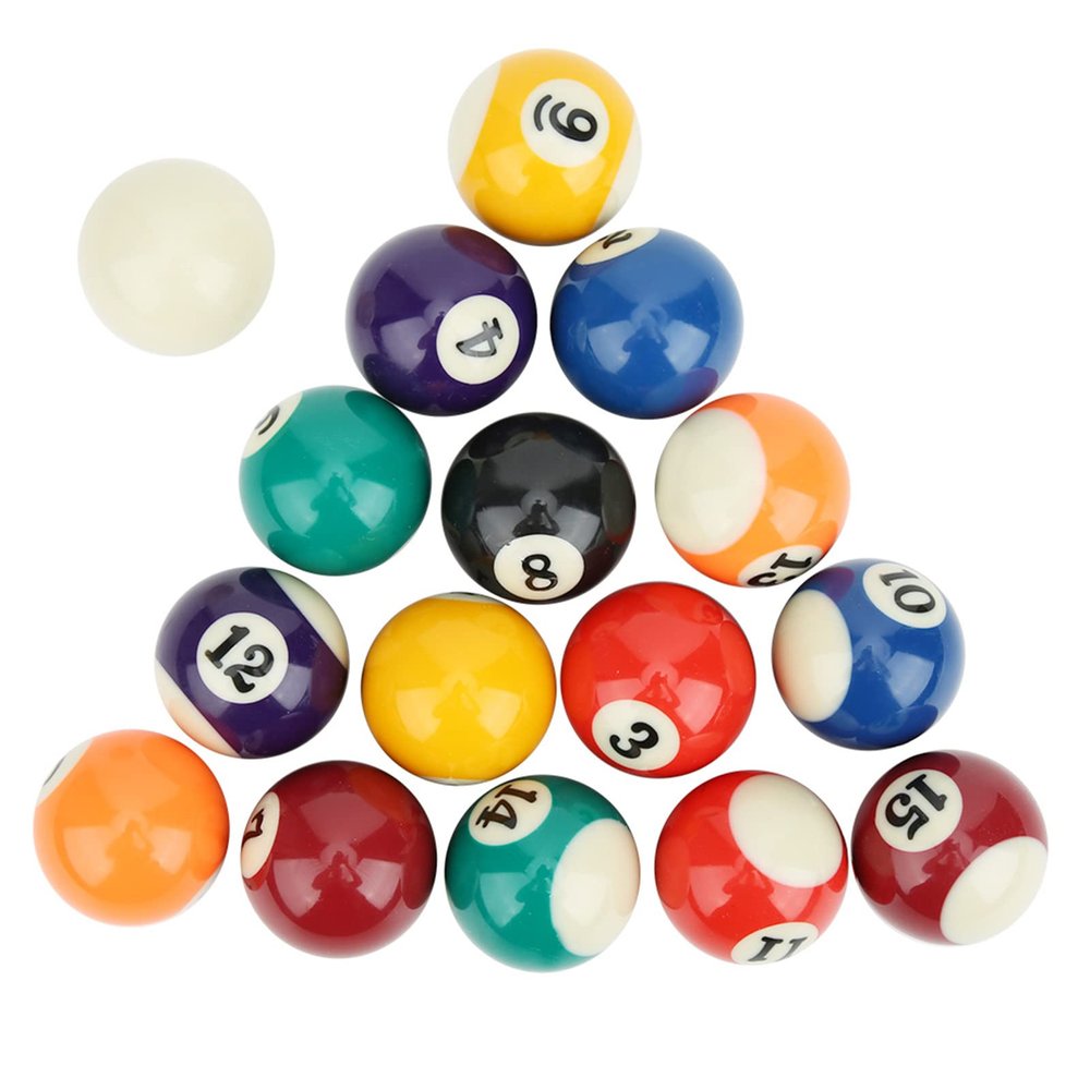 CDQL 16PCS Mini Pool Ball Set,Small Tabletop Pool Table Balls,38MM Resin Children Billiard Ball Toy, Pool Table Accesssory