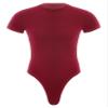ACSUSS Mens Athletic Sport Bodysuit Round Neck Short Sleeve Buttoned Crotch Jumpsuit Rompers for Yoga Burgundy Large view 3