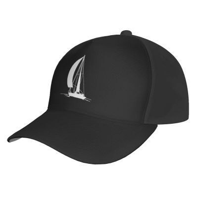 Silhouette of Sailboat Hat Rear Buckle Baseball Cap Outdoor Mesh Cap Truck Driver Cap Black
