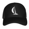 Silhouette of Sailboat Hat Rear Buckle Baseball Cap Outdoor Mesh Cap Truck Driver Cap Black view 2