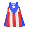 Aflyko Sleeveless Dress Flag of Puerto Rico Summer Party Dance Sundress for Little Girl Stretchy Dresses Beach Holiday Vacation Daily Casual Fun Dress 7-8T view 1