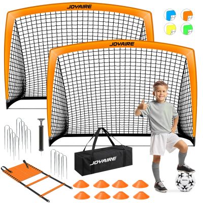 JOYAIRE Soccer Goals for Backyard Set, Portable Kids Toddler Soccer Goal 2 of 6' x 4', Soccer Net Soccer Training Equipment with Size 4 Soccer Ball, Carry Bag, Youth, Games, Sports, Outdoor Play(O)