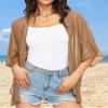Womens Kimono Cardigans Beach Cover ups Swimwear Puff Sleeve Loose Casual Summer Tops (Khaki,2XL) view 3