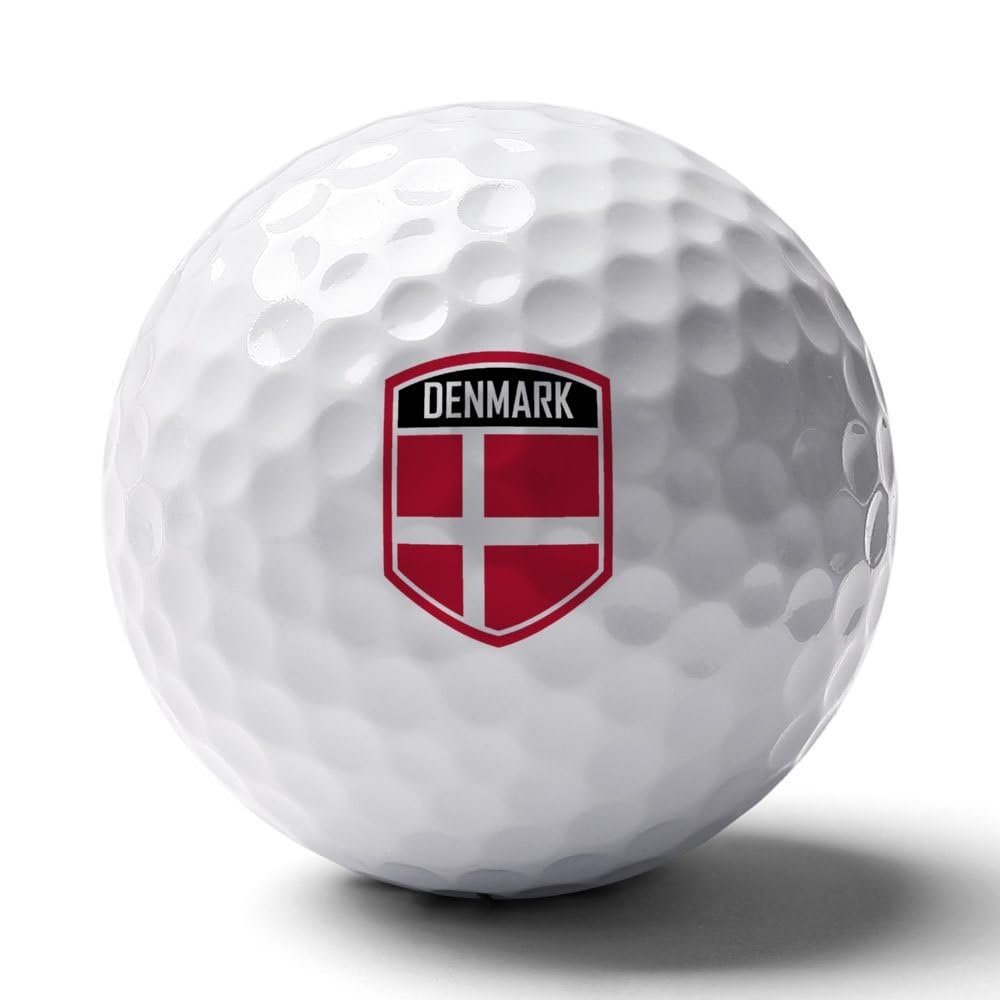 Vafogehu Golf Balls,Denmark Flag Patterns Golf Balls, Novelty Golf Gift for Men, Women 1 Piece