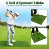 ULTIMATE Golf Hitting Mat, 5 ft x 3 ft Artificial Turf Golf Practice Mat w/ 2 Golf Rubber Tees & 2 Alignment Sticks, Portable Golf Practice Grass Mat for Indoor & Outdoor Training (25mm, 5Ft  3Ft) view 4