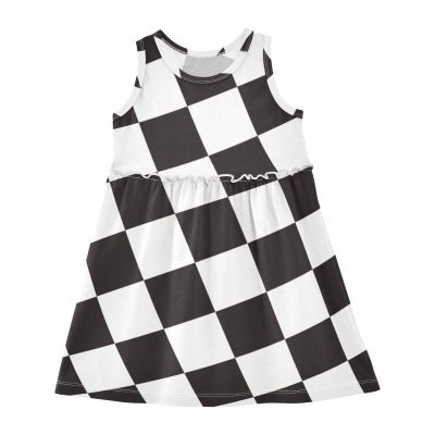 Aflyko Sleeveless Dress Winning Race Flag Summer Party Dance Sundress for Little Girl Stretchy Dresses Beach Holiday Vacation Daily Casual Fun Dress 7-8T