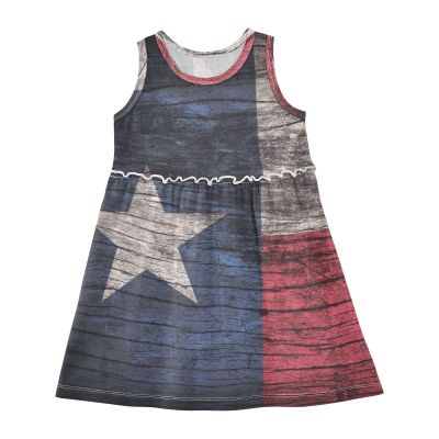 Aflyko Girls Dresses Texas Flag Wooden Summer Sleeveless Dress Casual Fit Toddler Playwear Infant Lovely Everyday Wear Themed Birthday Party Dress 3T