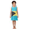 Aflyko Sleeveless Dress Bahamas Flag Summer Party Dance Sundress for Little Girl Stretchy Dresses Beach Holiday Vacation Daily Casual Fun Dress 7-8T view 2