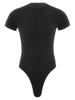 ACSUSS Mens Athletic Sport Bodysuit Round Neck Short Sleeve Buttoned Crotch Jumpsuit Rompers for Yoga Black Large view 3