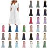 maisdgop Dresses for Women 2024 Trendy Eyelet Boho Beach Dress Loose V Neck Button A-Line Dresses Loose Sundress with Pocket view 1