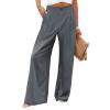 2024 High Waisted Wide Leg Pants Women Dressy Button Work Pants Palazzo Pants for Women Dressy Business Casual Pants for Women Summer Boho Beach Pants Trousers Flowy Pants with Pockets view 1