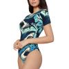 Shark-Open-Mouth-Sea Women's Short-Sleeve Round Neck One-Piece Swimsuit Xx-Large view 3