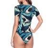 Shark-Open-Mouth-Sea Women's Short-Sleeve Round Neck One-Piece Swimsuit Xx-Large view 4