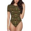 Augenstern Ankh-Egyptian-Symbol Women's Short-Sleeve Round Neck One-Piece Swimsuit Small Black view 1