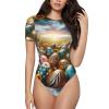 Augenstern Colorful-Easter-Eggs Women's Short-Sleeve Round Neck One-Piece Swimsuit Medium view 1