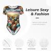 Augenstern Colorful-Easter-Eggs Women's Short-Sleeve Round Neck One-Piece Swimsuit Medium view 3
