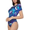 Turtle-Moonlit-Walk-Galaxy Women's Short-Sleeve Round Neck One-Piece Swimsuit Small view 3