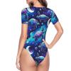 Turtle-Moonlit-Walk-Galaxy Women's Short-Sleeve Round Neck One-Piece Swimsuit Small view 4