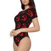 Augenstern Eed-Hammer-and-Sickle Women's Short-Sleeve Round Neck One-Piece Swimsuit Medium Black view 3