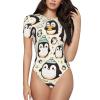 Augenstern Kawaii-Emperor-Penguin Women's Short-Sleeve Round Neck One-Piece Swimsuit Xx-Large Black view 1