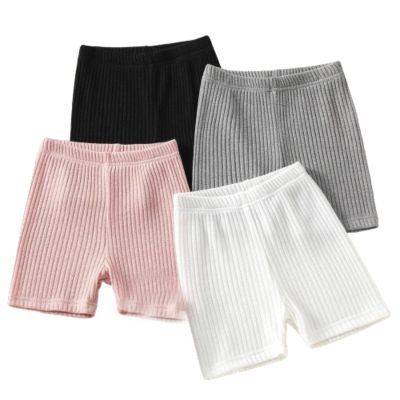 NineFit Basics Toddler Girls Solid Color Short Summer Knit Ribbed Buttoms Shorts Set of 4 Pcs Casual Shorts for Kids Girls (A, 12-18 Months)