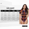 Augenstern Orange-Purple-Tartan Women's Short-Sleeve Round Neck One-Piece Swimsuit Large view 2