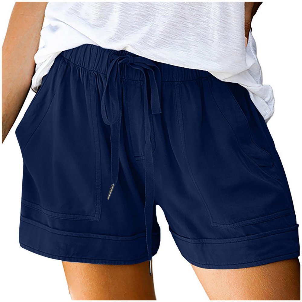 LRMQS Shorts for Women Trendy 2026 Casual Summer Drawstring Shorts with Pockets Beach Loose Elastic Waist Vacation Clothes