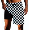 SQPO Black and White Checkerboard Mens Swim Trunks with Compression Liner Quick Dry Zipper Pocket Bathing Suit for Beach Summer 3X-Large view 1