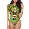 Augenstern Santa-Claus-Merry-Christmas Women's Short-Sleeve Round Neck One-Piece Swimsuit Small Black view 1